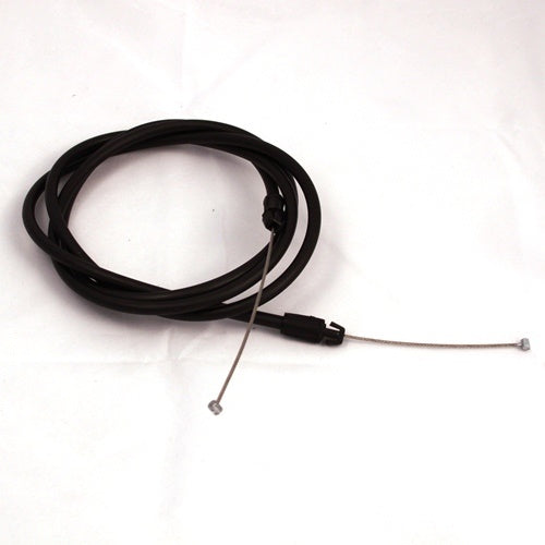 Coiled black cable with two exposed metal wire ends featuring small connectors, shown against a white background, Minn Kota CABLE ASSY-RIGHT (5') BAGGED P/N: 2887500.