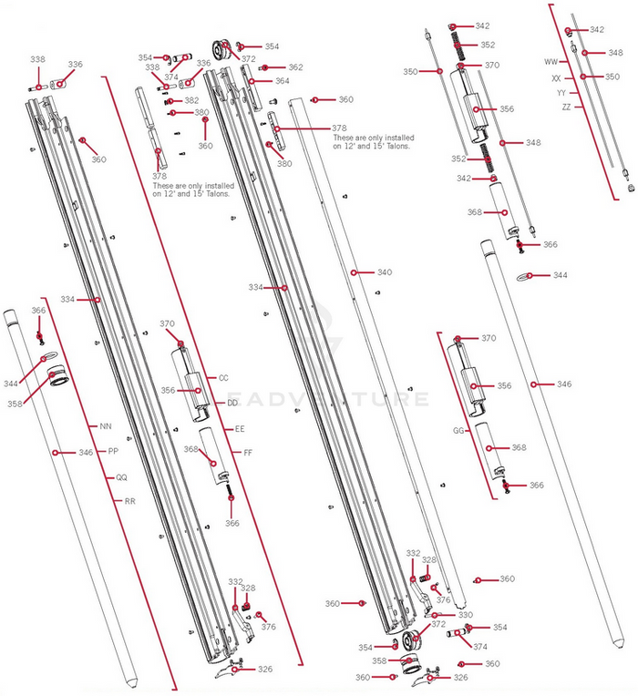 Diagram showing detailed assembly components and part numbers for Minn Kota CABLE RPLCMNT KIT 8' TALON BT P/N: 2887520, featuring cables, screws, and mounting hardware for fishing marine electronics.