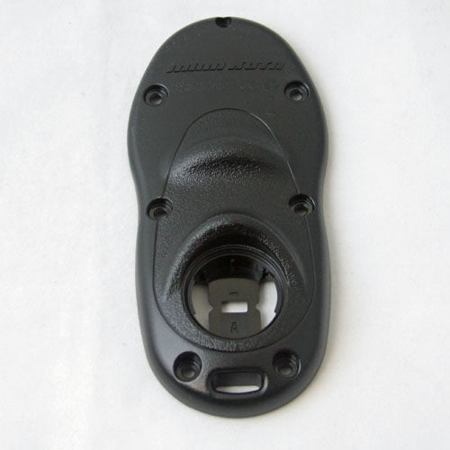 Minn Kota CASE, BOTTOM i-PILOT 1.5 P/N: 2372556 is a black durable plastic mounting component designed for securing marine electronics to fishing boats.