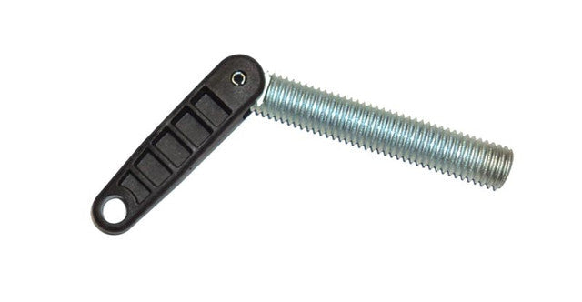 Minn Kota CLAMP SCREW SUB-ASSY(N/A) P/N: 2990415 featuring a metal threaded screw with an attached black plastic handle, designed for secure fastening in fishing tackle or marine equipment.