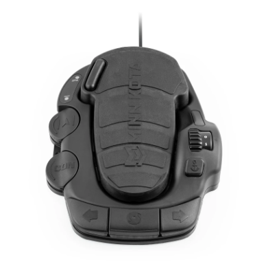 Minn Kota Corded-Foot Pedal Terrova/Riptide Terrova PN:2994733/1866077 in black with multiple control buttons and a wired connection designed for precise hands-free motor control in fishing.