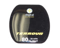 Minn Kota DECAL,COVER,TERROVA 80 (SUB) P/N: 2325674 black decal cover for Terrova 80 trolling motor featuring digital maximizer branding and specifications for 24 volts and 80 lbs thrust.