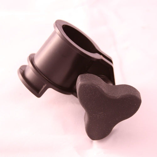 Minn Kota DEPTH COLLAR/KNOB ASSY P/N: 2771500 is a black plastic fishing tackle component featuring a cylindrical collar and a textured three-lobed knob for secure grip and adjustment.