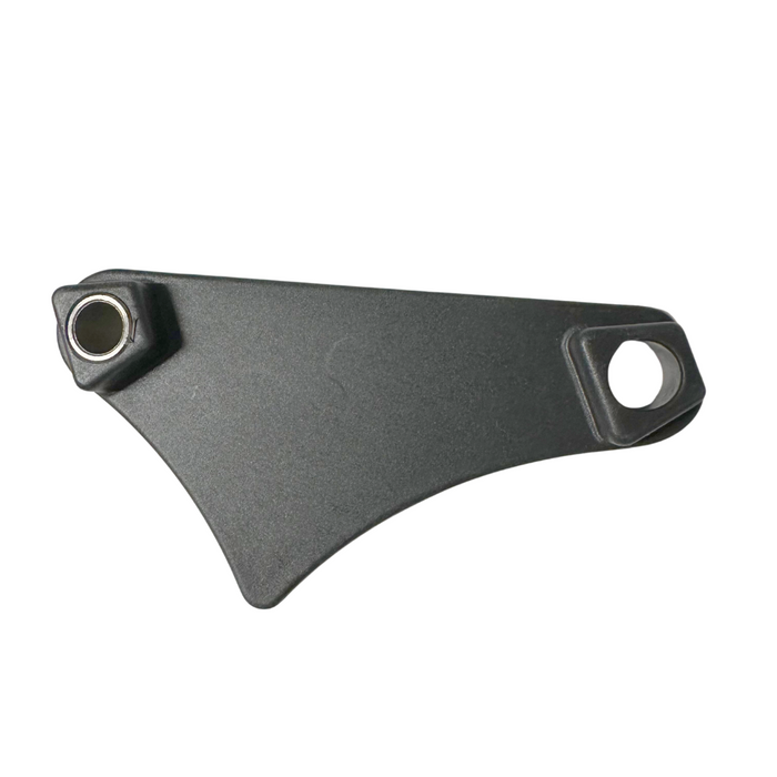 Black curved mechanical component with two circular attachment points on each end, identified as Minn Kota END LINK ASM, LEFT | *112# 52"/60" ONLY* P/N: 2990810, used in fishing tackle assembly.