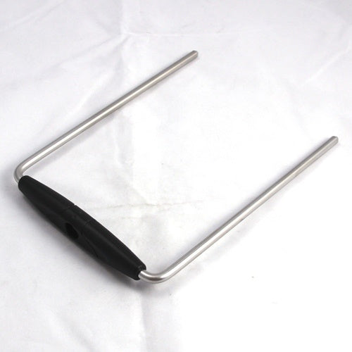 Minn Kota HANDLE ASSY PD/AP QRB. P/N:2990906 showing a U-shaped metal handle with a black ergonomic plastic grip designed for durability and ease of use in fishing tackle equipment.