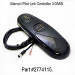 Minn Kota iPILOT CNTRLR 3.0 ULT/MSI(N/A) P/N: 2774115 black remote control device with buttons and connected wires, designed for advanced marine electronics and fishing tackle navigation.