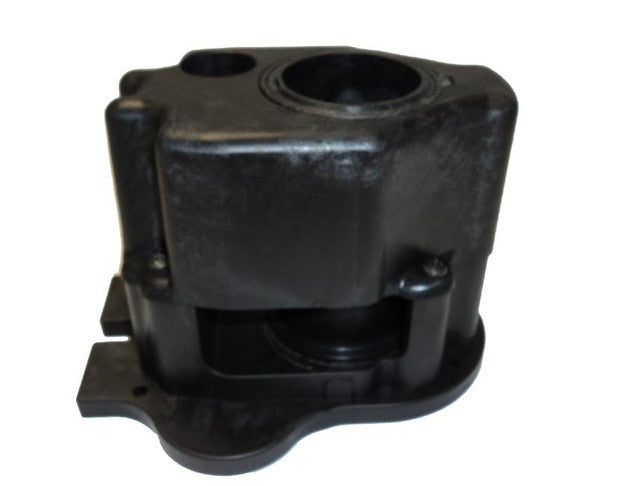 Black molded plastic assembly part with various mounting points and openings, Minn Kota LOWER SUPPORT CAGE ASSY. (N/A) P/N: 2770420 used in fishing tackle or marine electronics equipment.