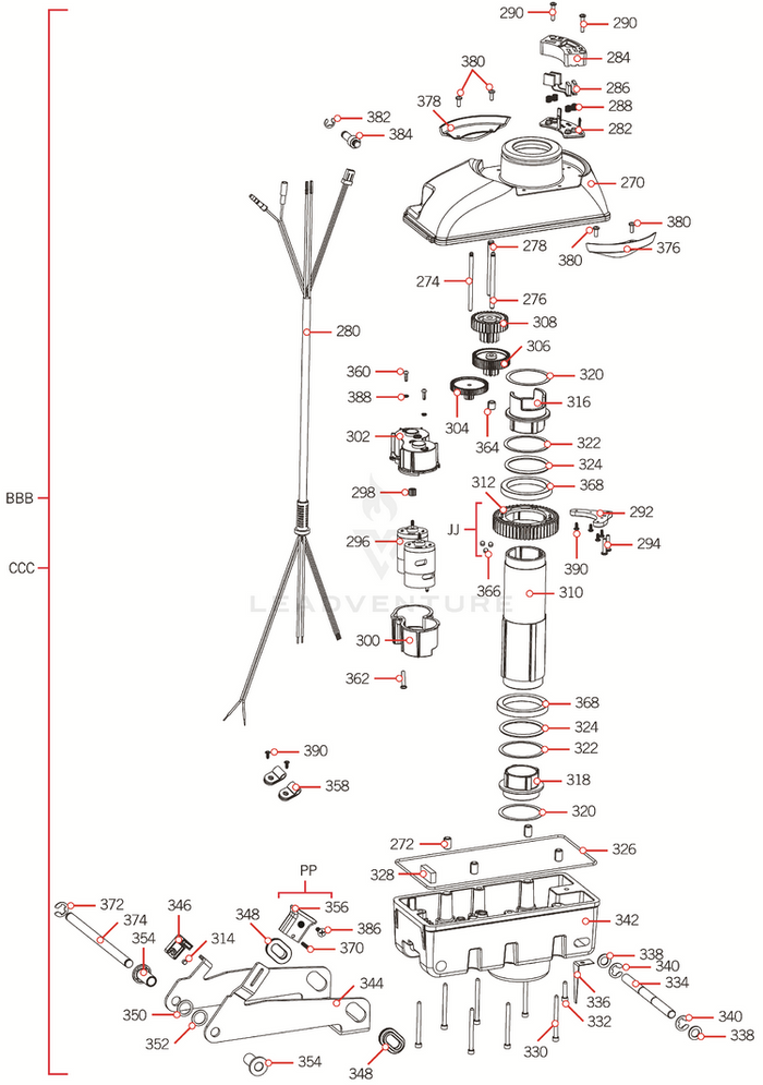 Detailed exploded schematic diagram of mechanical parts for Minn Kota OUTPUT GEAR w/MAGNETS P/N: 2772200, showing individual components and assembly layout for fishing tackle maintenance.