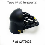 Minn Kota PLN END HSG/TRNDCR 4.5 MDI | 112 LB THRUST l 72" l TRANSDUCER l MDI P/N: 2773005, a black transducer device with attached cable, designed for marine electronics and fishing tackle use.