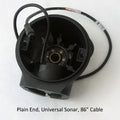 Minn Kota PLN END HSG/TRNSDCR ASY 4(N/A) P/N: 92-400-171 black cylindrical sonar transducer housing with attached cable and connector for fishing tackle and marine electronics.