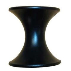 Black plastic roller component with a curved hourglass shape, identified as Minn Kota ROLLER-LOWER, LARGE P/N:2372311, used for fishing tackle and marine applications.