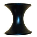 Black plastic roller component with a curved hourglass shape, identified as Minn Kota ROLLER-LOWER, LARGE P/N:2372311, used for fishing tackle and marine applications.