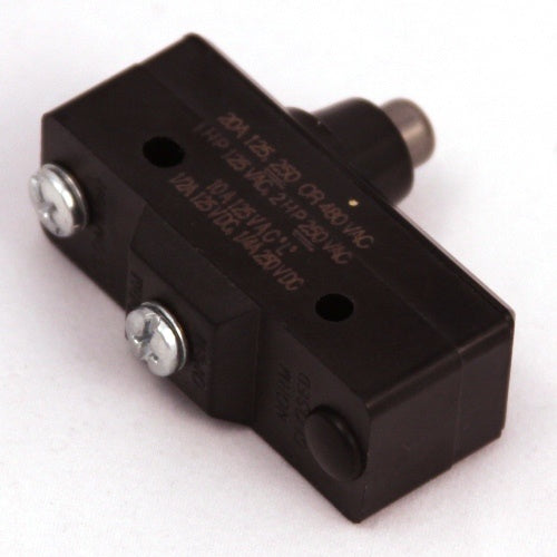 Close-up of a small black rectangular electrical component with silver screws and a metal contact button, part of the Minn Kota SWITCH-MOM. P/N:2264040 fishing tackle system.