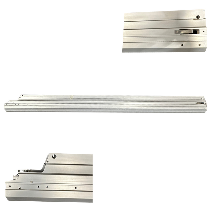 Minn Kota THIRD STAGE EXTRS.12' RPLC KIT P/N:2778093, a long silver metal replacement kit with multiple screw holes and sliding components for fishing tackle or marine electronics installation.