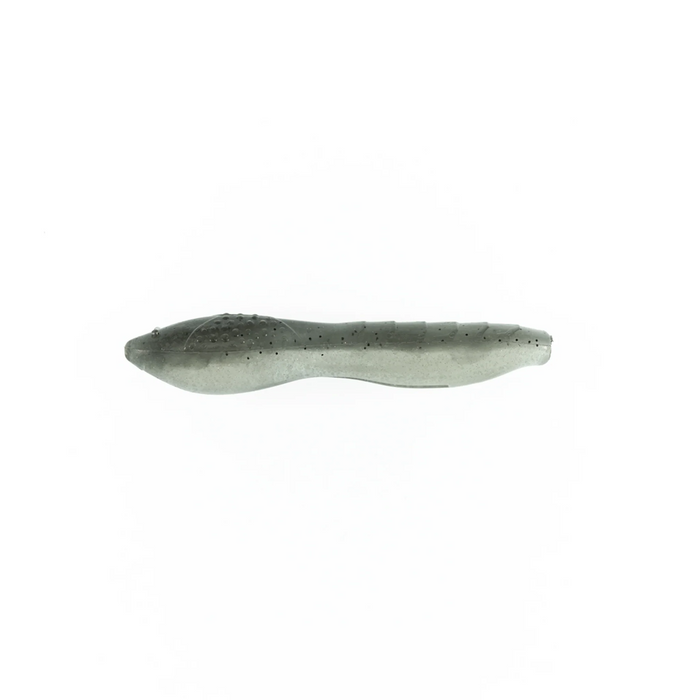Missile Baits Bomba fishing lure in a natural gray color with black speckles, designed for freshwater fishing and ideal for musky and other large fish species.