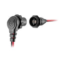 MKR-28 Trolling Motor Plug and Receptacle 1865120 showing a black, durable marine-grade connector with attached red and black cables designed for secure trolling motor connections.