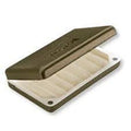 Morell Foam Fly Box - Large featuring a durable olive green foam case with multiple white foam slots designed to securely hold fishing flies for tackle organization.