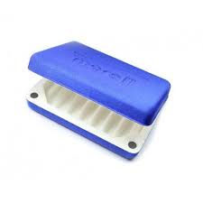 Morell Foam Fly Box - Large in blue with white foam interior designed to securely hold and organize fishing flies, ideal for fly fishing enthusiasts and tackle storage.