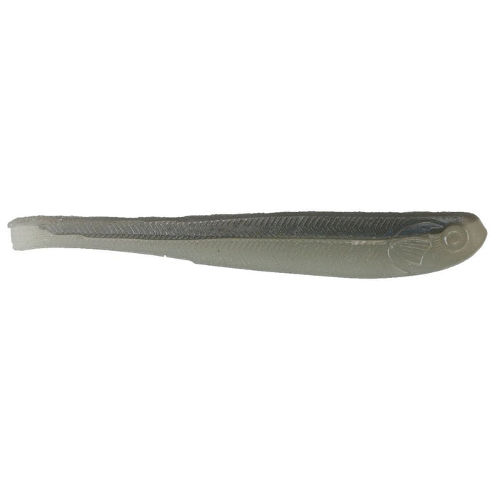 Nishine Lure Works Dropshot Minnow fishing lure in a slim, lifelike minnow shape with a translucent gray and silver body designed for effective fishing tackle use.