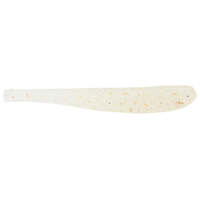 Nishine Lure Works Dropshot Minnow fishing lure in translucent white with subtle gold flecks, designed for effective freshwater fishing tackle use.