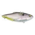 Nishine Lure Works Simcoe 75HW (Heavy Weight) Lipless Crankbait fishing lure in translucent gray and yellow tones with realistic fish scale texture and detailed eye, designed for effective fishing tackle use.