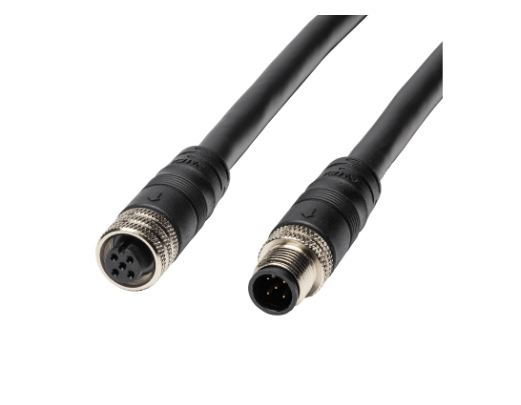 NMEA 2000 Drop Cable - 2M 720117-2 featuring durable black insulated cable with metal screw-lock connectors designed for secure marine electronics connections.