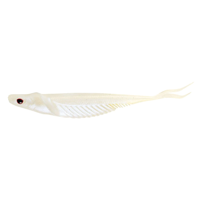 Nomad Design Cobra Shad fishing lure in translucent white with detailed body texture, realistic eyes, and twin tail design for effective fishing tackle use.