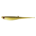 Nomad Design Wingman - Mirage X soft plastic fishing lure in translucent yellow with black speckles and a red-ringed eye, designed for fishing tackle and musky fishing.
