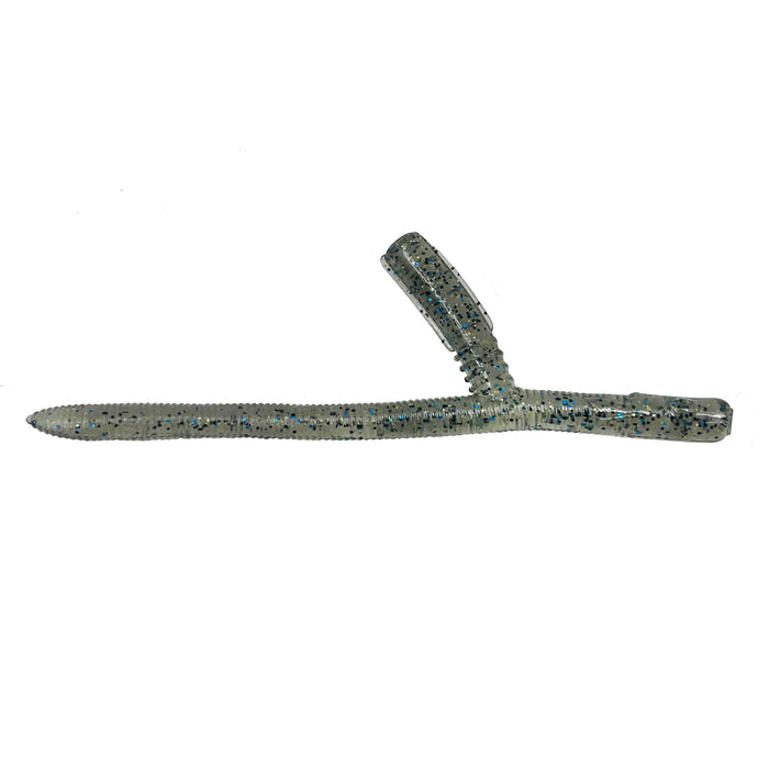Nories 4" Sankaku Ko T-San Worm fishing lure in translucent bluegill color with flexible segmented body designed for effective fishing tackle use.