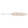 Nories 4.5" Hulabug Bladed Jig Trailer in a translucent pearl color, designed as a soft fishing lure with a ribbed body and elongated tail for effective movement in water.
