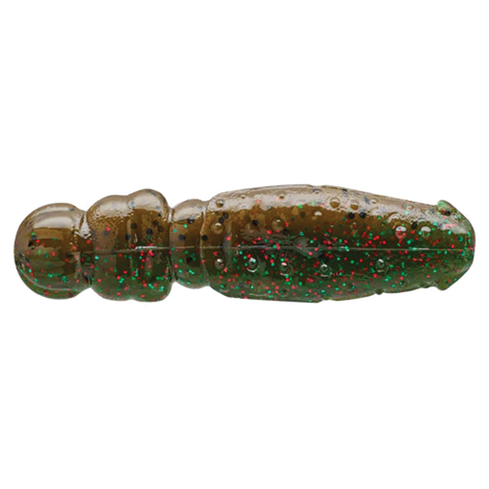 Nories Flip Dom 3" fishing lure in translucent green with red and blue specks, designed for effective musky and freshwater fishing tackle use.