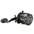 Okuma Convector "B" Level Wind Conventional Reel in black with ergonomic handle, designed for smooth fishing tackle performance and durability.
