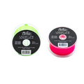 Two spools of OPST Lazar Line low memory running fishing line, one neon green and one bright pink, each labeled 30 lb test and made in Japan, designed for fishing tackle use.