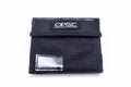 OPST Sink Tip Wallet made of black mesh material with a Velcro closure, designed to organize and store fishing tackle accessories compactly.