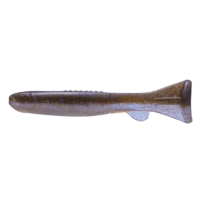OSP HP Fish soft plastic fishing lure in a natural brown shade with blue speckles, designed to mimic a small baitfish for effective fishing tackle use.