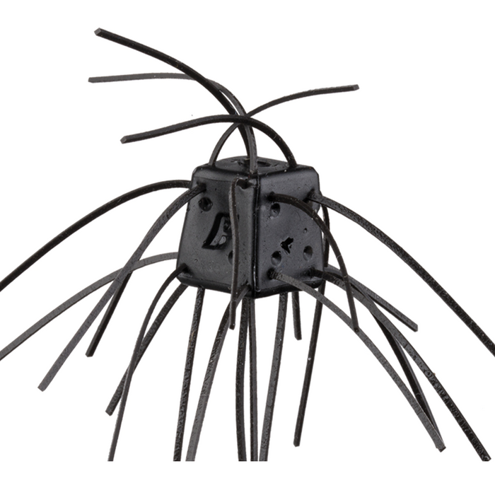 Black soft rubber fishing lure with multiple flexible tentacle-like strands extending from a square central body, designed for use as the OSP Saikoro Rubber - Non Salt.