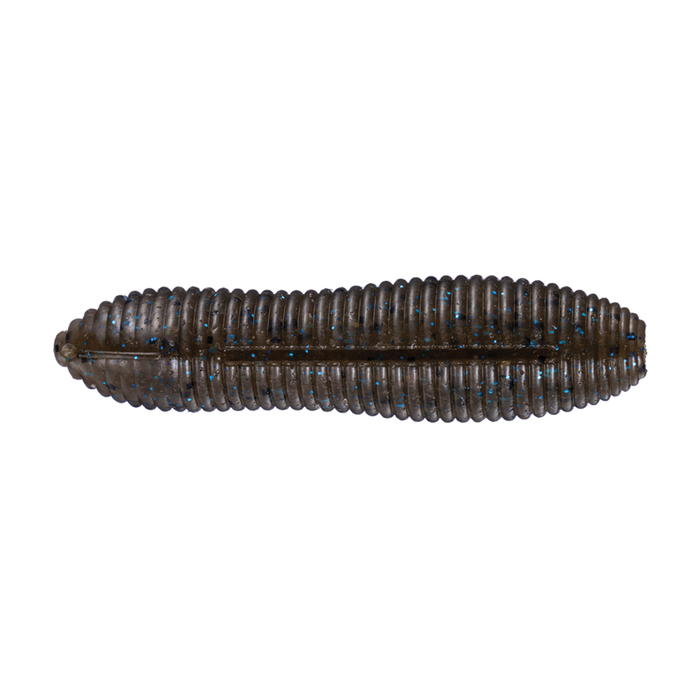 OSP Spinnuts soft plastic fishing lure in dark color with blue flecks, designed for use with fishing tackle targeting musky and other freshwater species.