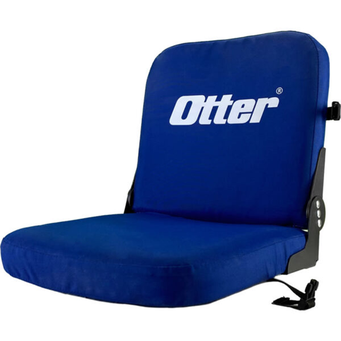 Otter Pro Sidekick Jump Seat - #201619, a cushioned, adjustable blue fishing seat with durable fabric and sturdy black side supports designed for comfort during fishing or outdoor activities.