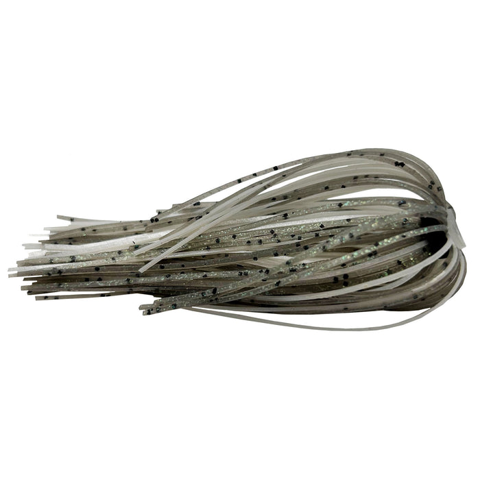 Outkast Tackle Swim Jig Skirts in translucent gray with black flecks, designed for fishing tackle to enhance lure action and attract fish.