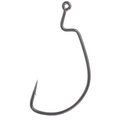 Close-up image of a single Owner Multi-Offset Hook, featuring a sharp curved point and offset shank, designed for fishing tackle use.
