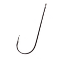 Owner Straight Shank Worm Hook made of dark metal with a long straight shank, sharp point, and barbed end designed for fishing tackle use.
