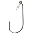 Owner Twistlock Flipping Hook featuring a sharp black metal fishing hook with a built-in silver twist lock for secure lure attachment, ideal for fishing tackle.