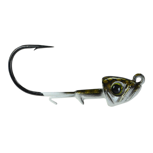 Picasso Lures Smart Mouth Plus Fish Head Jig in natural shad colors with detailed fish head design and sharp single hook for effective fishing tackle use.