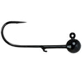 Picasso Lures Tungsten Ball Jig in black, featuring a sharp single hook with a round weighted tungsten head designed for precision fishing tackle use.