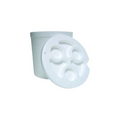 White cylindrical Plastilite 3gal Can Liner made of durable foam material with a matching round lid featuring four circular openings for secure storage and ease of use.