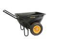 Polar Cub Cart featuring a sturdy black plastic tub with yellow logo, supported by a durable black metal frame and large rugged yellow wheel for easy transport.
