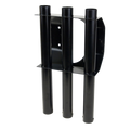 Polar Tool Rack featuring a durable black metal frame with three vertical cylindrical holders designed for organizing fishing rods and tackle accessories.