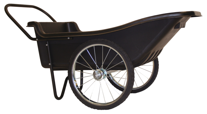 Polar Utility Cart featuring a durable black polymer body with two large spoked wheels and a metal frame handle, designed to transport fishing tackle and gear easily.