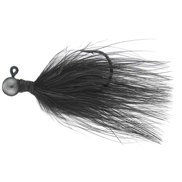 Queen Tackle Tungsten Ping Jig (Marabou Hair) fishing lure with a weighted tungsten head and long, flowing marabou hair designed for effective fishing tackle use.