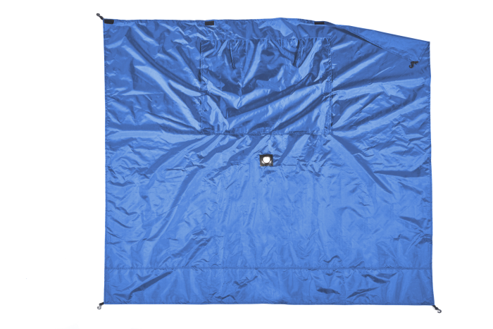 Quick-Set Escape Sport Wind Panels in blue, designed with durable material and reinforced edges, providing reliable wind protection for fishing shelters and outdoor use.